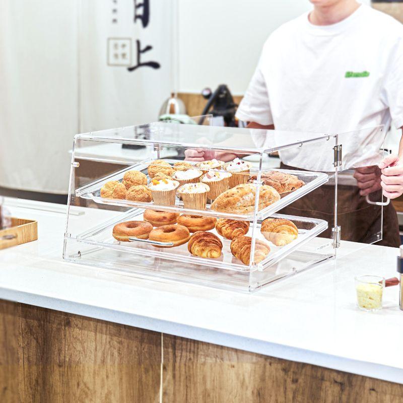 VEVOR Pastry Display Case, 2-Tier Countertop Bakery Display Case, Acrylic Display Box with Rear Door Access & Removable Shelves, 20.7"x13.2"x11.9"