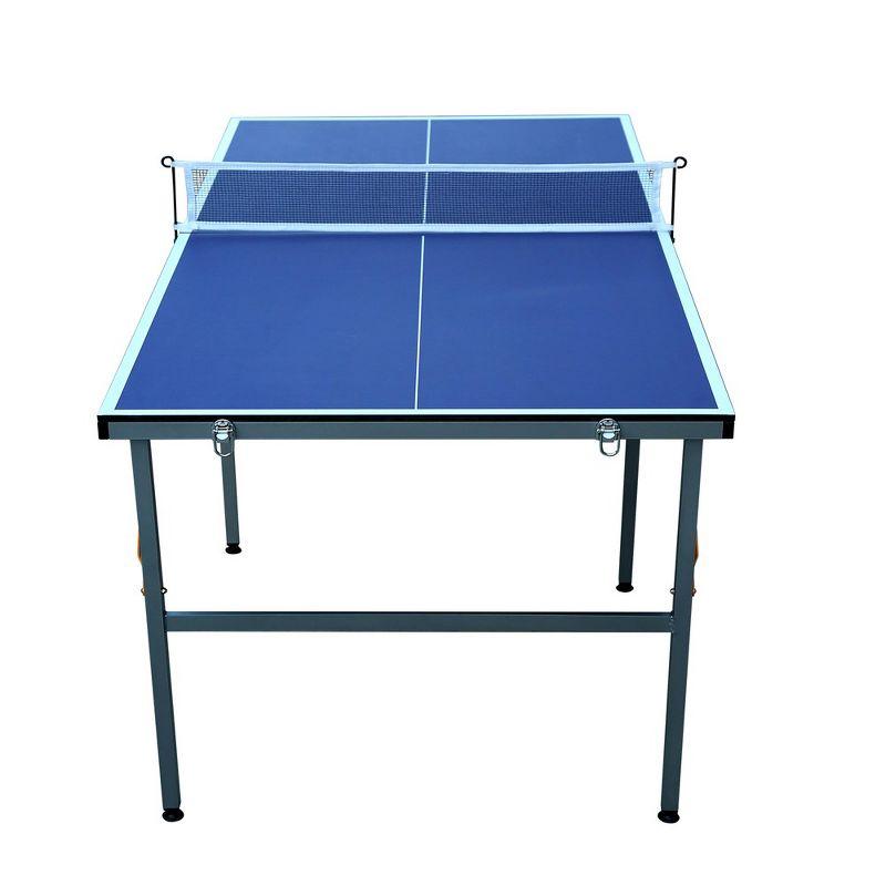 6feet Mid-Size Table Tennis Table Foldable & Portable Ping Pong Table Set, 2 Table Tennis Paddles and 3 Balls Blue