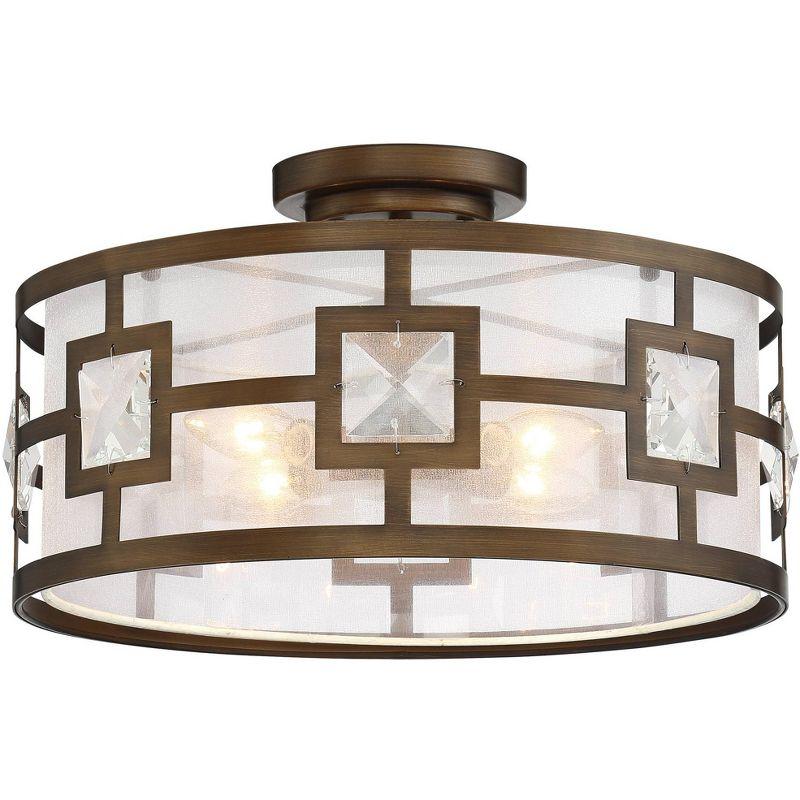 19" Crystal Bronze Drum Semi-Flush Mount Ceiling Light