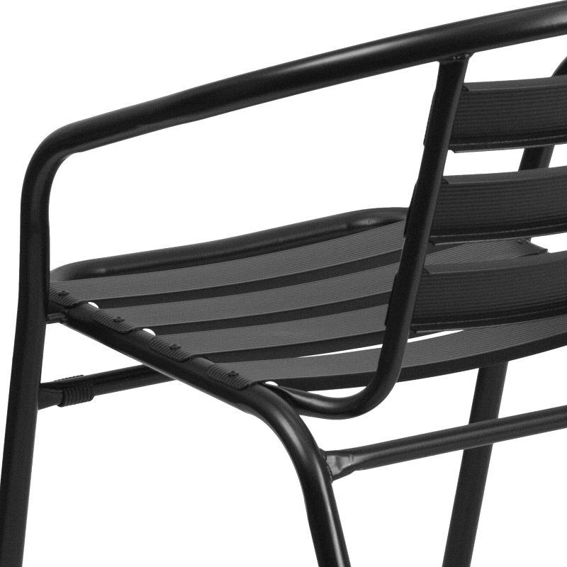 Sleek Black Steel & Aluminum Outdoor Dining Chair with Horizontal Slat Back