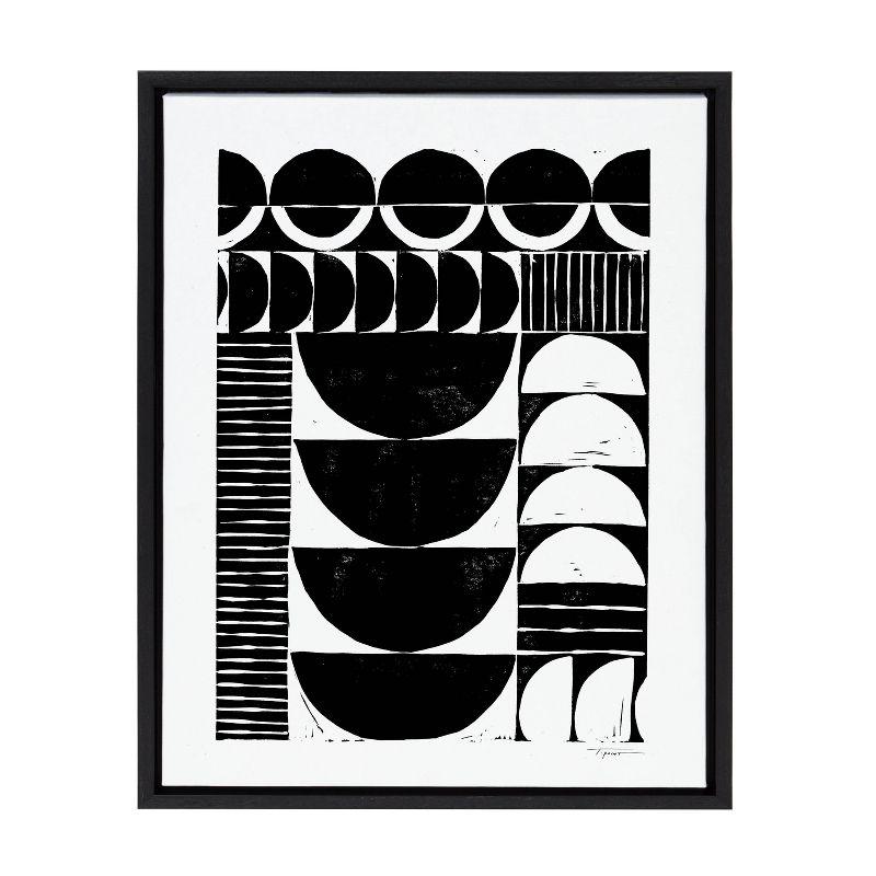 Sylvie Modern Circular Block Print Framed Canvas by Statement Goods - Kate & Laurel All Things Decor