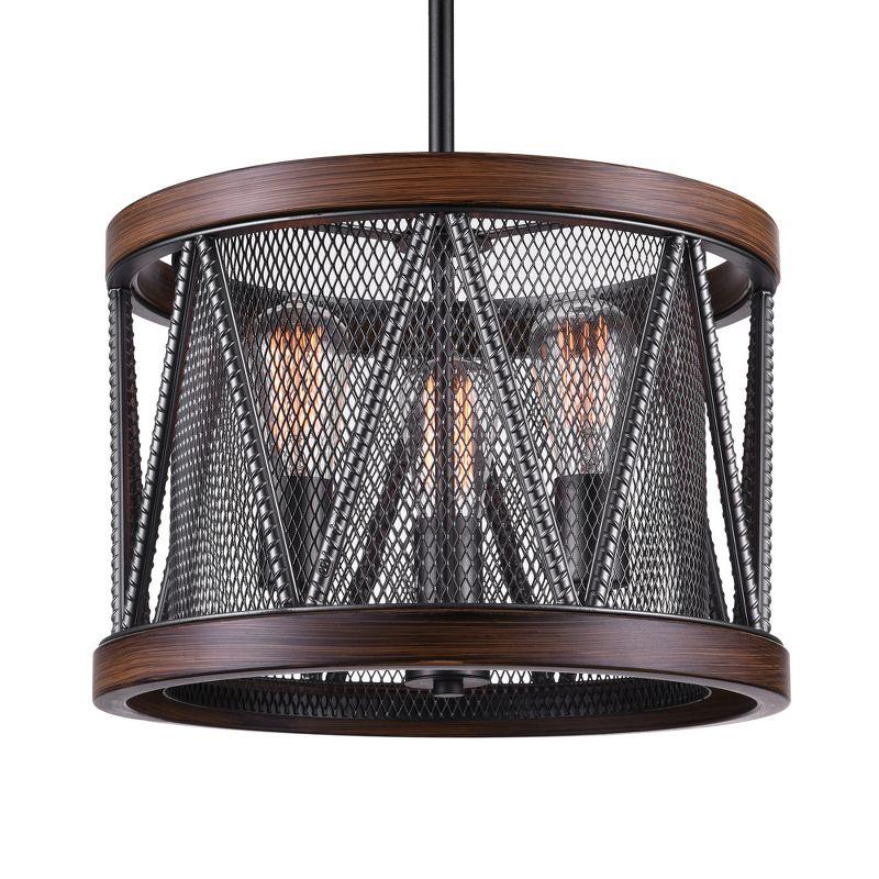 CWI Lighting Parsh 3 Light Drum Shade Chandelier With Pewter Finish