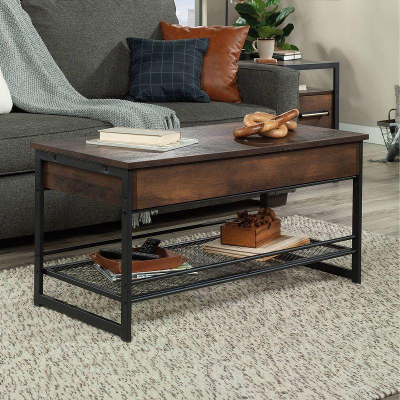 Sauder Briarbrook Lift Top Coffee Table Barrel Oak: Transitional Style, Metal Frame, MDF Top, C-Shape Base