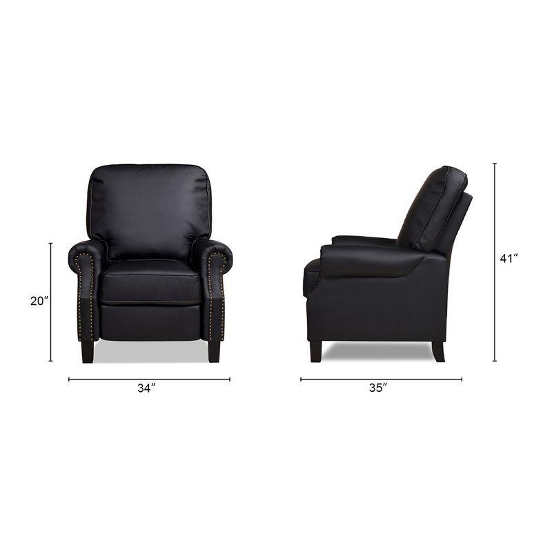 Charlie Design Auden 34" Manual Recliner Accent Chair, Ink Black Bonded Leather