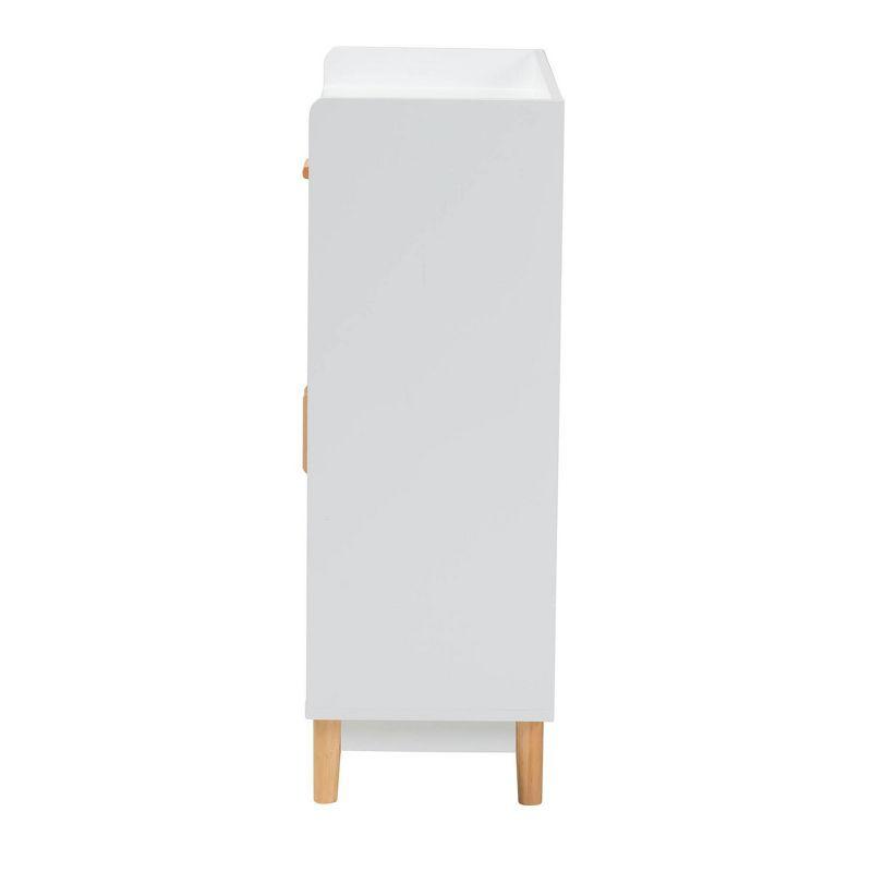 Baxton Studio Russell Two-Tone Wood 2 Door Sideboard White/Oak Brown: 40" Credenza Buffet Console with Fixed Shelves