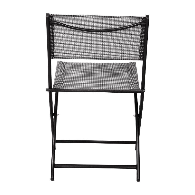 Flash Furniture Brazos Set of 2 Commercial Grade Indoor/Outdoor Folding Chairs with Gray Flex Comfort Material Backs and Seats and Black Metal Frames