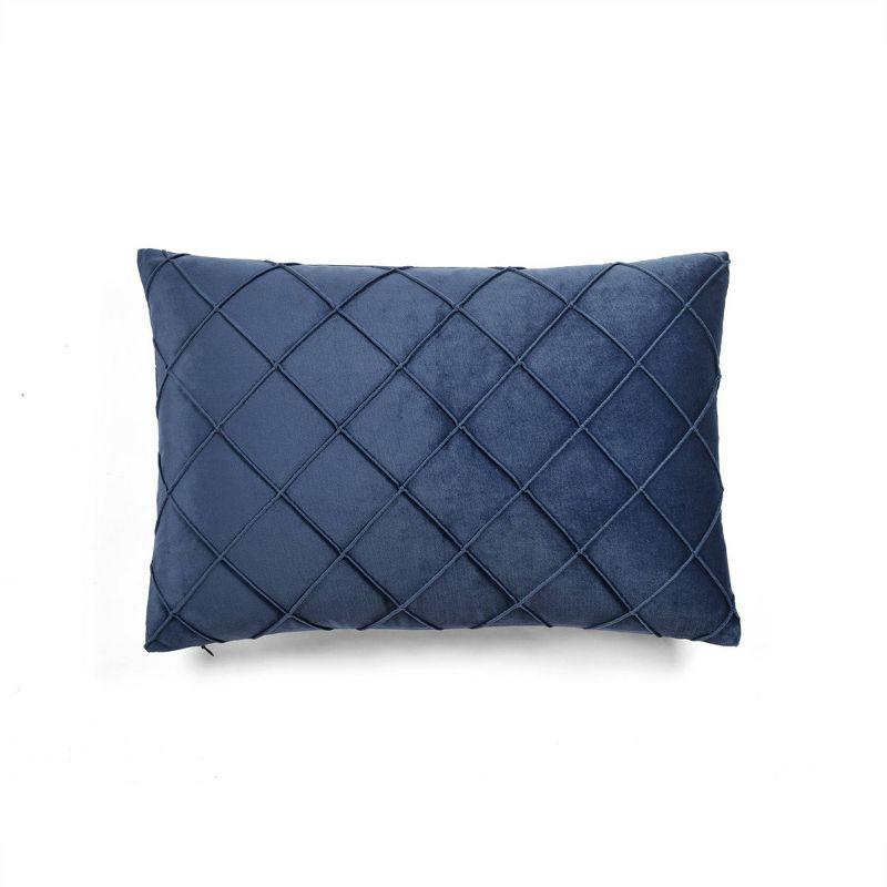 Navy Velvet Diamond Pintuck Euro Pillow Cover