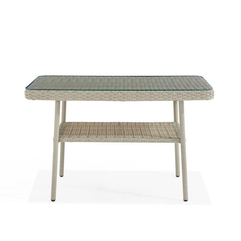 42" x 26" All-Weather Wicker Windham Outdoor Cocktail Table Gray - Alaterre Furniture: Tempered Glass Top, Lower Shelf