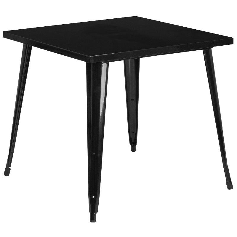 Vibrant Retro-Modern 31.75" Square Black Metal Dining Table