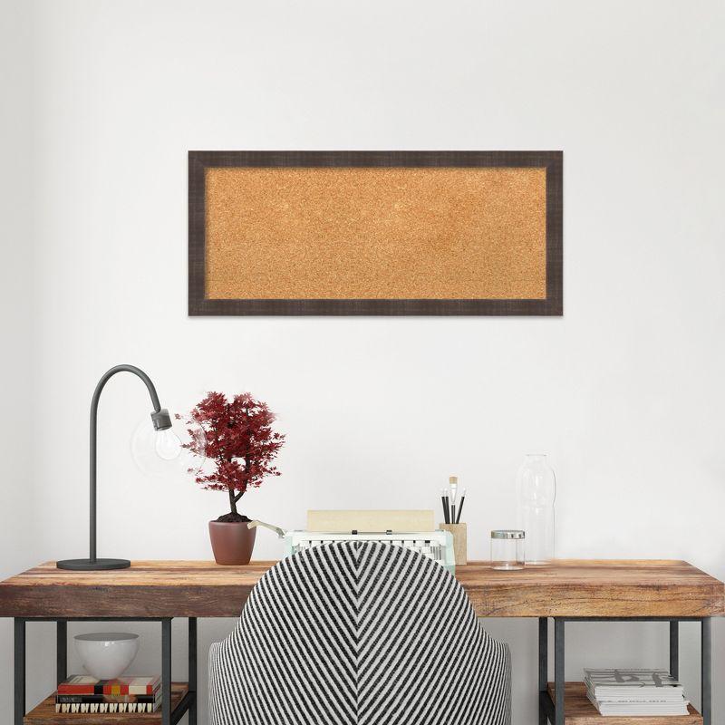 Whiskey Brown Rustic Wood Framed Grey Corkboard