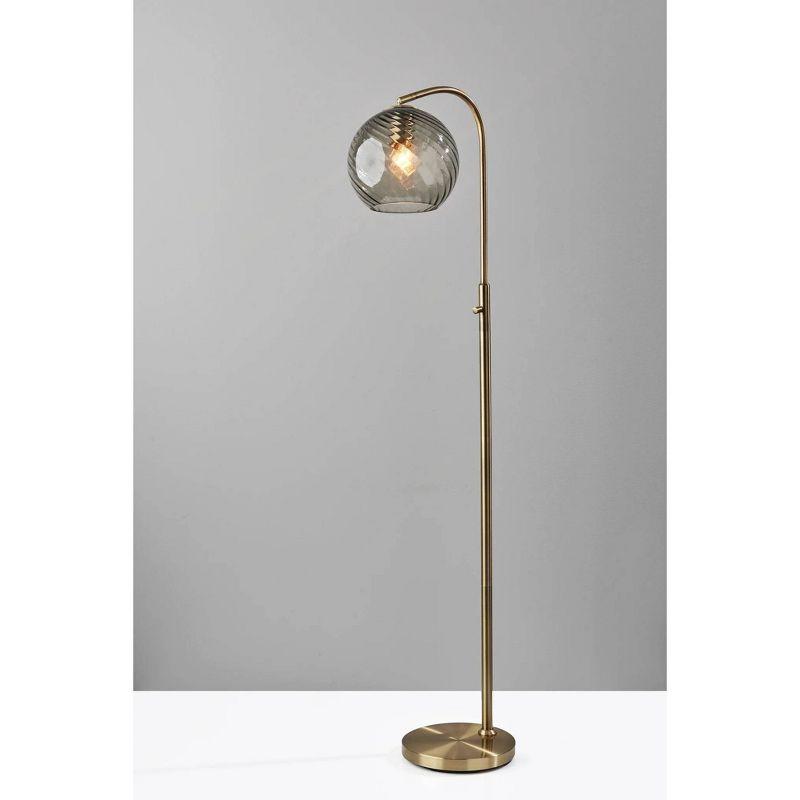 Camden Antique Brass Floor Lamp with Smoked Glass Globe