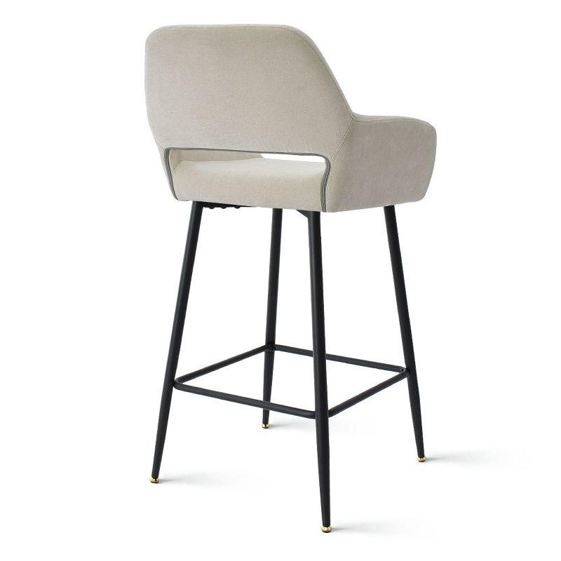 William 24" Counter Height Bar Stools Set of 2 with Back, Velvet Upholstered Bar Stools For Kitchen Island-Maison Boucle