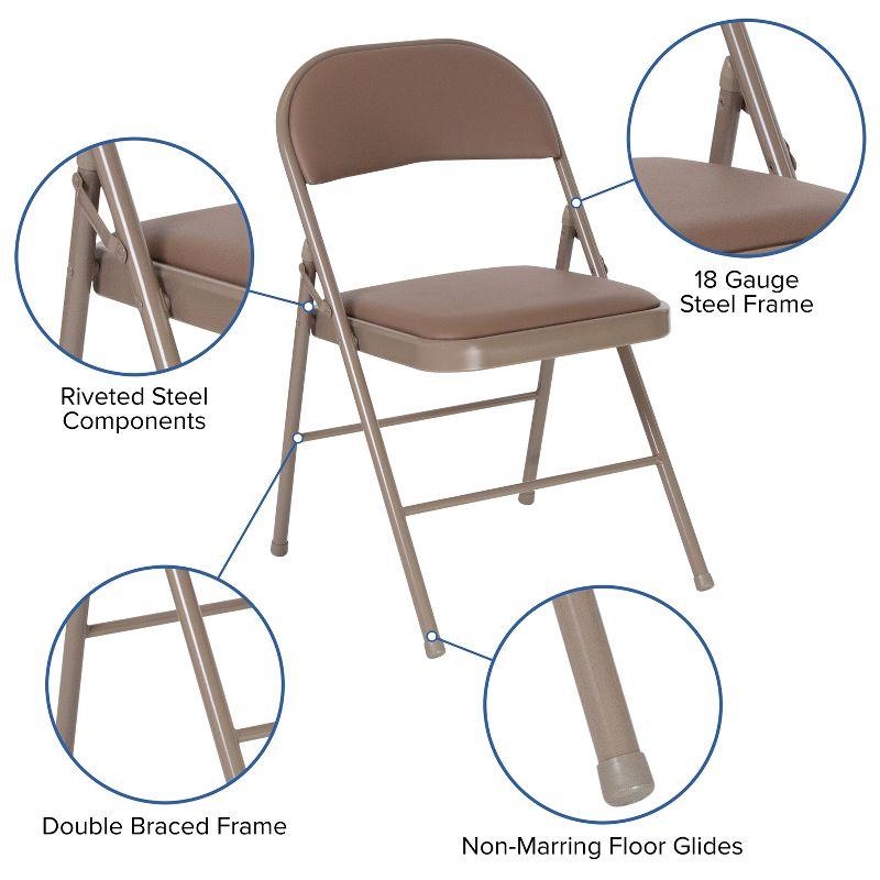 Flash Furniture 2 Pack HERCULES Series Double Braced Beige Vinyl Folding Chair