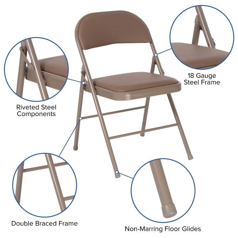 Hercules Series Beige Vinyl Metal Folding Reception Chair