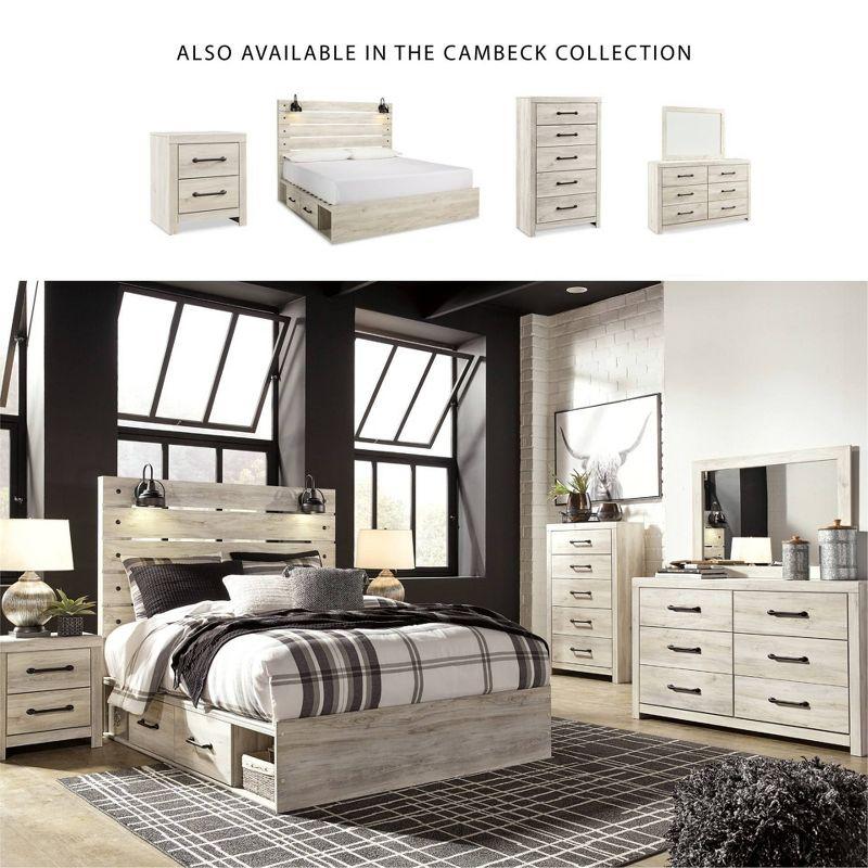 Cambeck Nightstand White - Signature Design by Ashley: Industrial Style Bedside Table with USB Ports & Storage