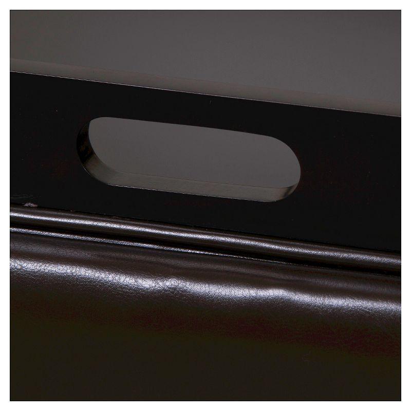 Wellington Leather Tray Top Storage Ottoman Brown - Christopher Knight Home: Footstool, Hardwood Frame