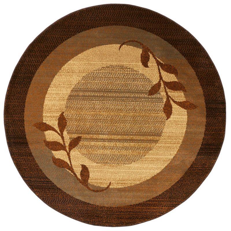 Home Dynamix Royalty Clover Contemporary Geometric Border Area Rug, Brown/Blue, 5'2" Round