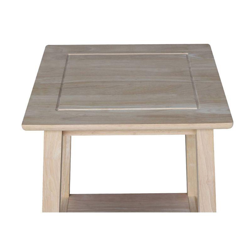 Bombay Tall End Table Unfinished - International Concepts: Hardwood, Square, Fixed Shelf