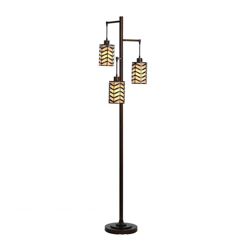 Elegant Rubbed Bronze Adjustable Floor Lamp with Linen Shade