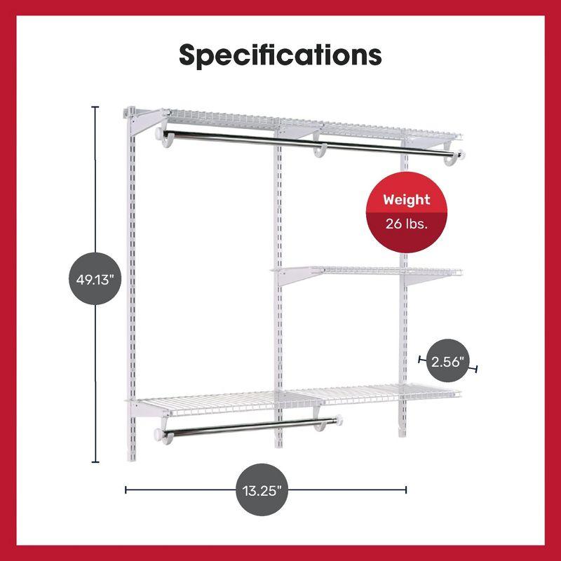 White Adjustable Metal Closet Kit with Shelving and Hanging Storage