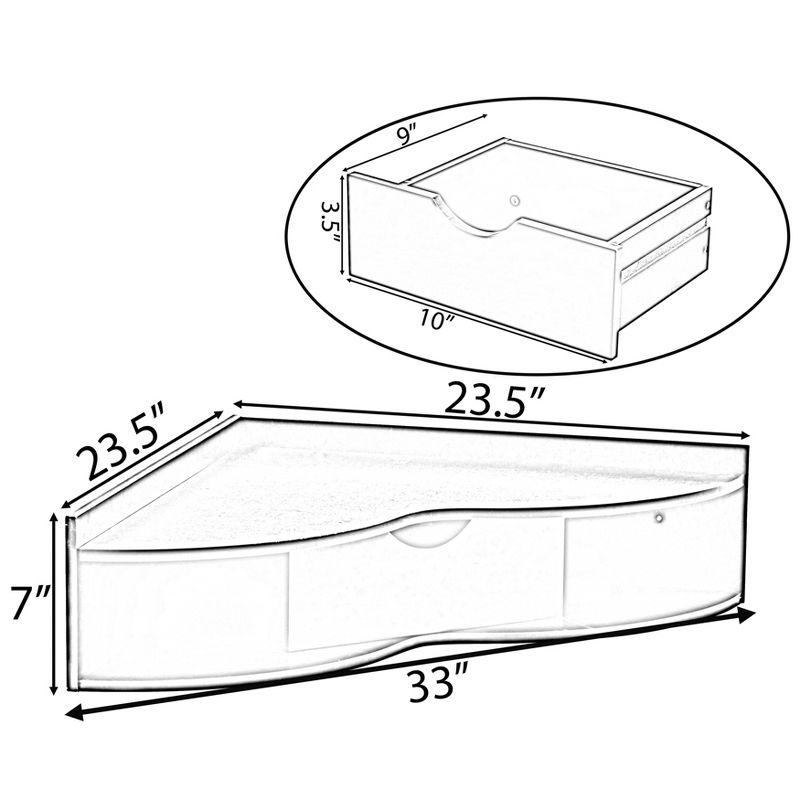 Basicwise Corner Desk Heart  Shaped Wall Mounted Office Table with Drawer and Two Shelves Computer Writing Desk