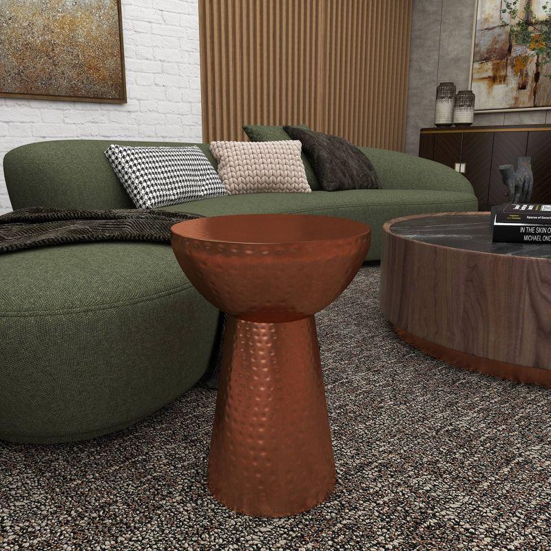 Ivy Bronx Dolina Metal Handmade Side End Accent Table with Hammered Design