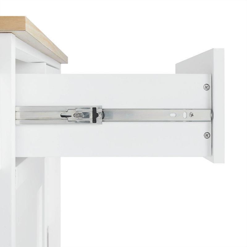 Cora Drop Leaf Kitchen Island White/Natural - Crosley: Adjustable Storage, Towel Bar, Seating Space