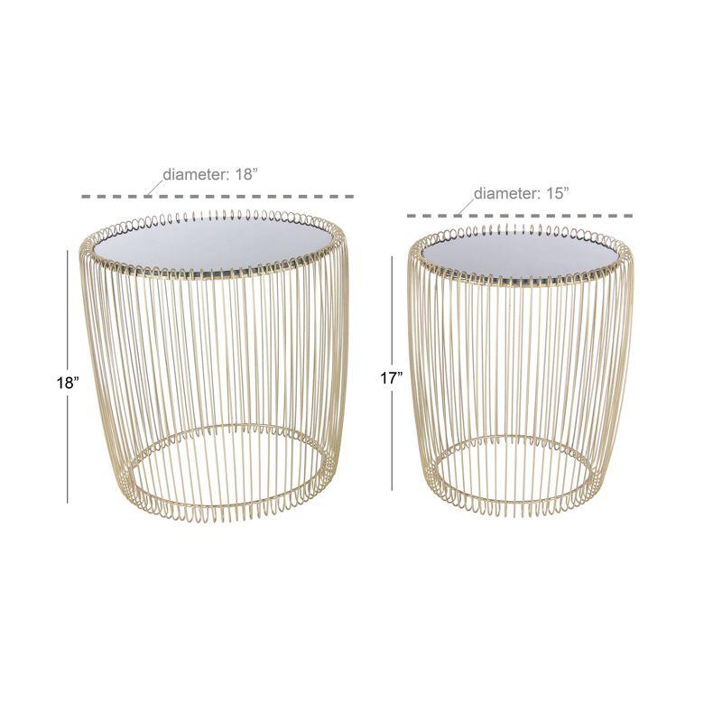 Set of 2 Metal and Glass Round Accent Tables Gold - Olivia & May: No Assembly, Indoor Use, Contemporary Style