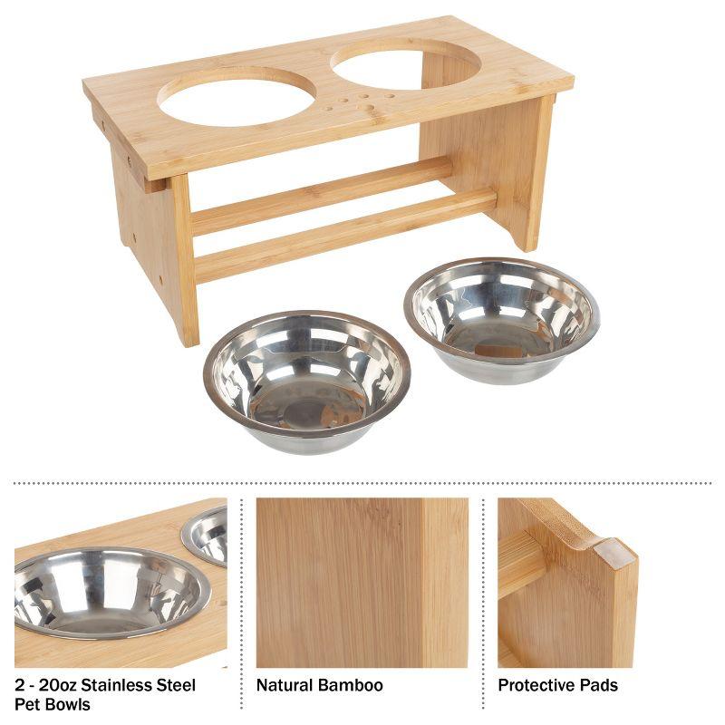 PETMAKER Elevated Dog Bowls with Bamboo Stand