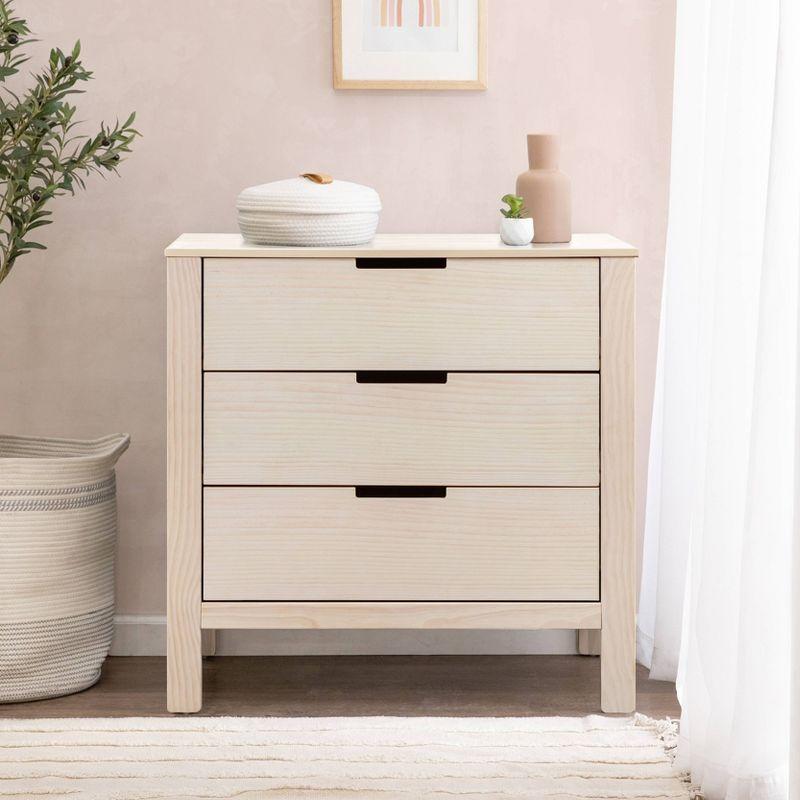 Washed Natural Pinewood 3-Drawer Nursery Dresser