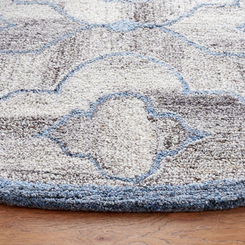 Abstract ABT646 Handmade Indoor Area Rug - Blue/Brown - 6' Round - Safavieh