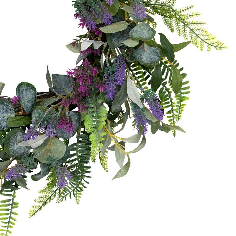 Northlight Seasonal Lavender and Mixed Foliage Artificial Floral Spring Wreath Purple and Green - 22-Inch
