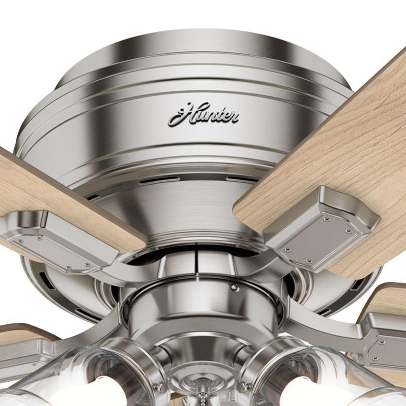 52" Crestfield Low Profile Ceiling Fan (Includes LED Light Bulb) Brushed Nickel - Hunter Fan: 5-Blade, 3-Speed, Flush Mount, Reversible Motor