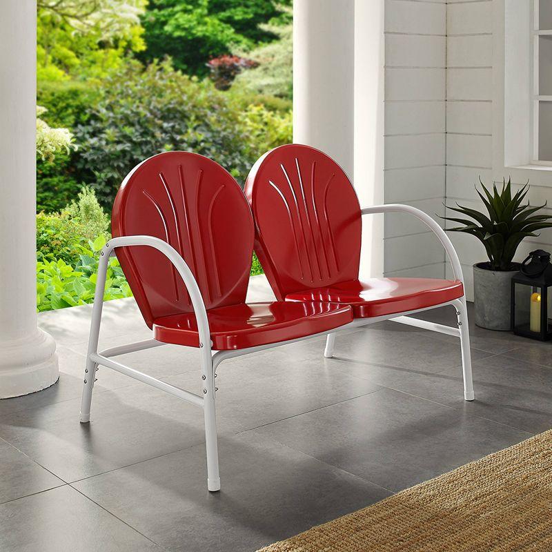 Griffith Red and White Metal Outdoor Loveseat