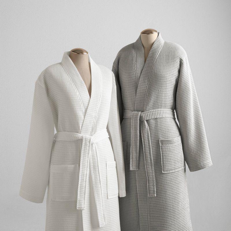 Grey Cotton Waffle Weave Unisex Bathrobe L/XL