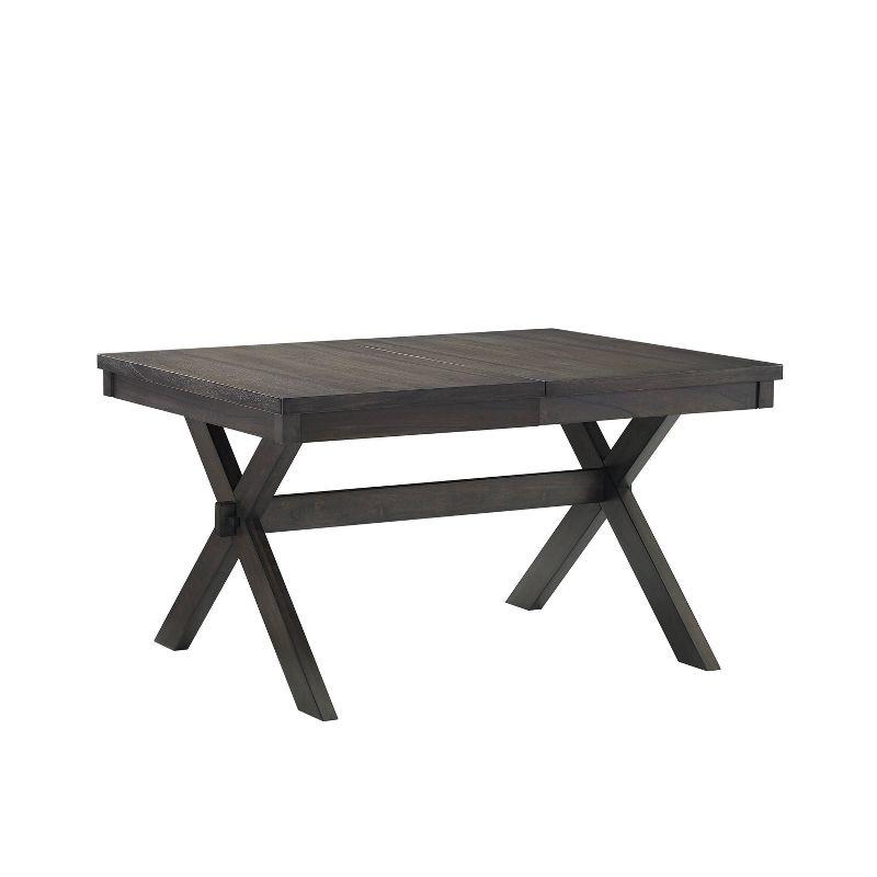 Crosley Hayden Extendable Dining Table Slate: Rustic Farmhouse Style, Seats 8 with Leaf, MDF & Rubberwood