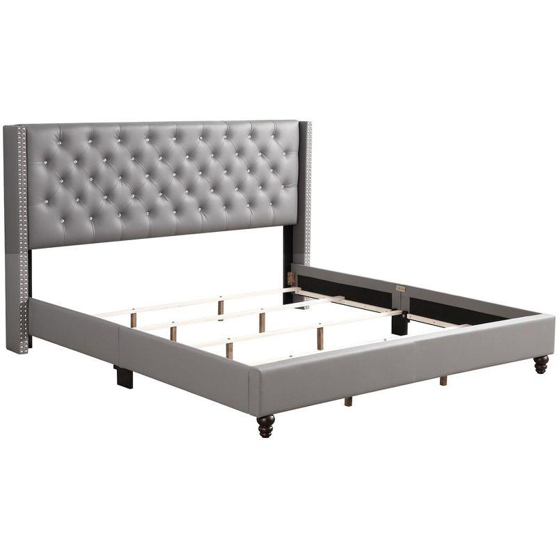 Passion Furniture Julie Tufted UpholsteLow Profile King Panel Bed