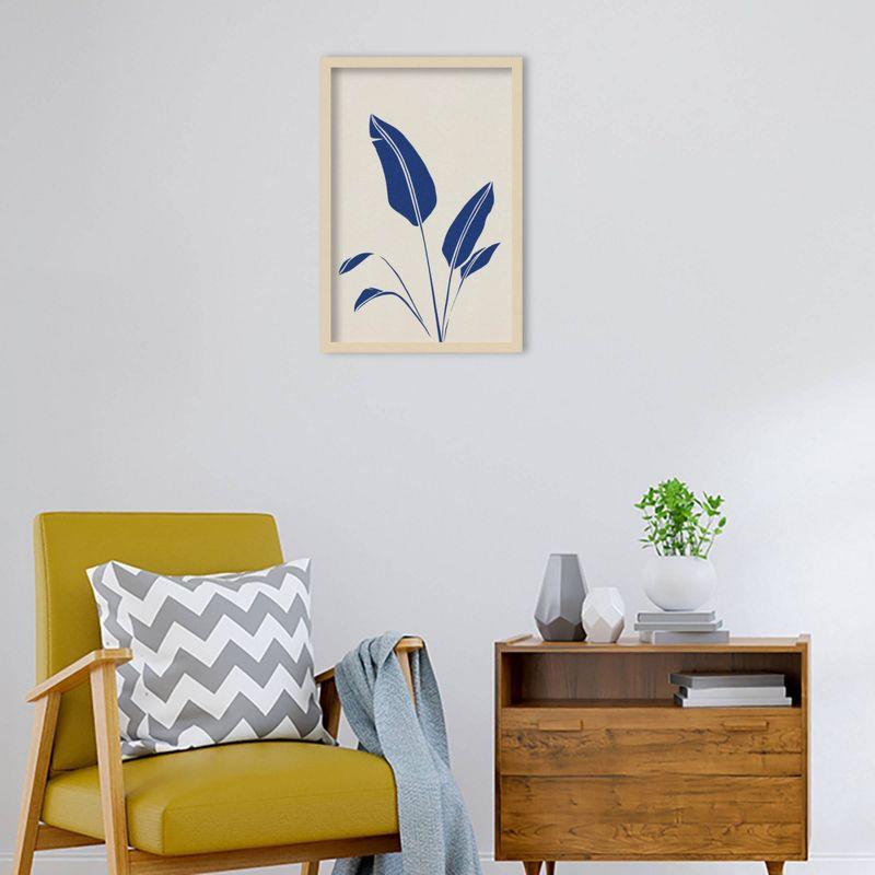 17" x 25" Leaves in Blue by Simon West Wood Framed Wall Art Print - Amanti Art: Modern Botanical Lithograph, Hardwood Frame