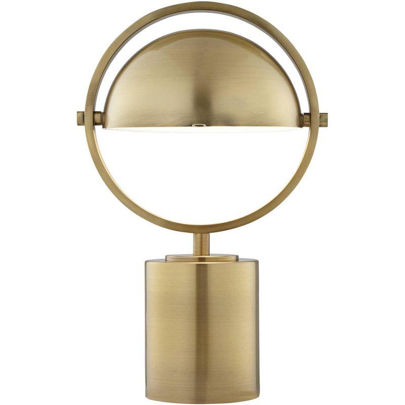 Brushed Antique Brass Adjustable Modern Table Lamp with Dome Shade