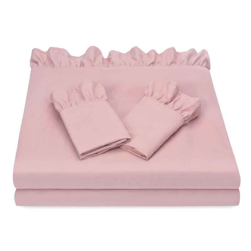 Mauve Twin Microfiber Ruffle Sheet Set with Pillowcase