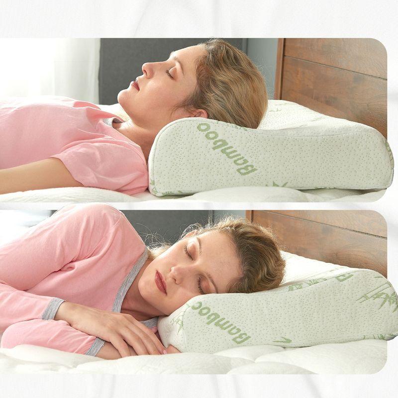 Cheer Collection Contoured Latex Memory Foam Pillow with Washable Cover - White (24" x 16" x 4")