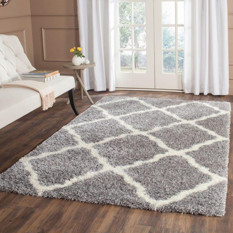 Ivory Rectangular Shag Area Rug 36" Synthetic Plush Pile