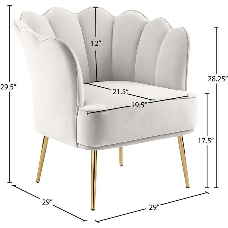 Meridian Furniture Jester Cream Velvet Accent Chair with Gold Iron Legs