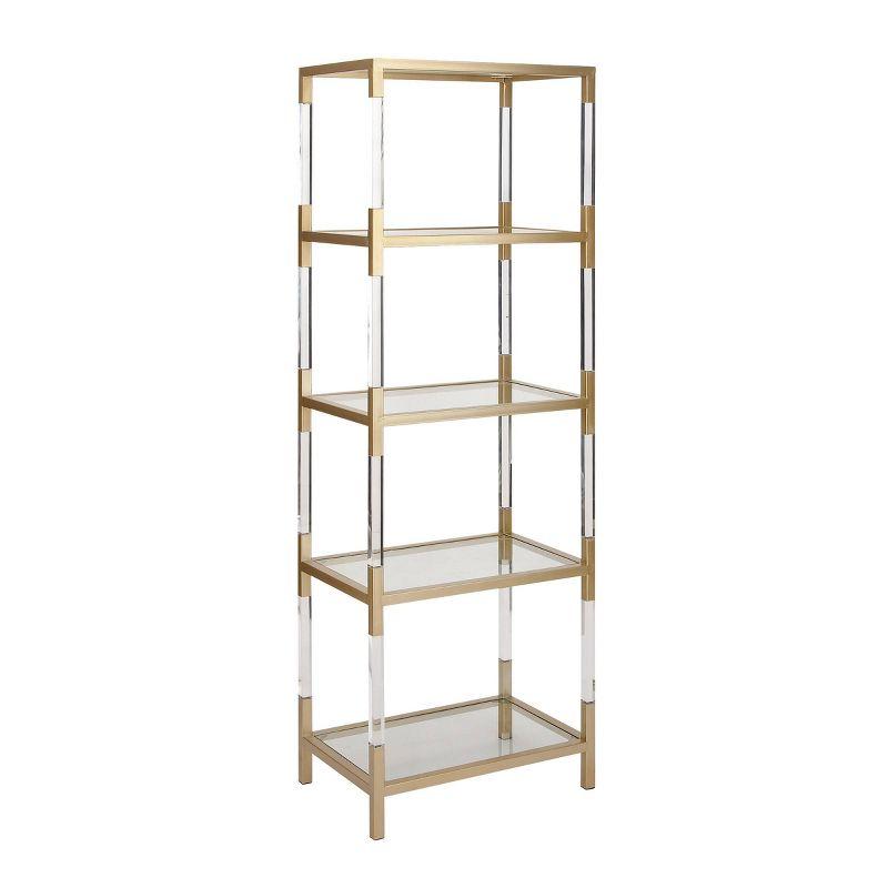 69" Metal and Acrylic Bookcase Gold - Olivia & May: No Assembly, 5 Fixed Shelves