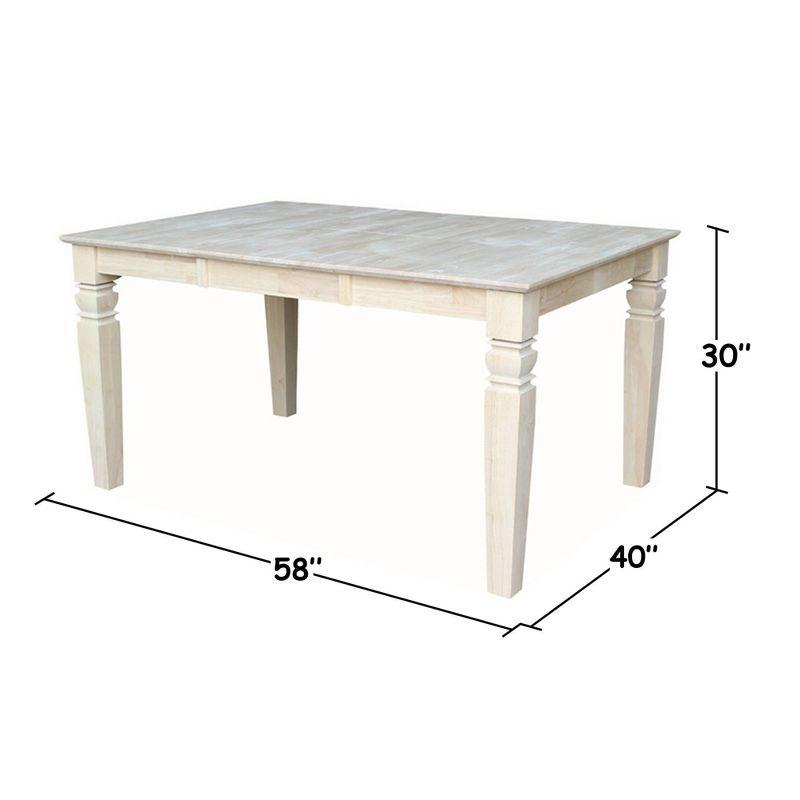 International Concepts Java Butterfly Drop Leaf Extendable Dining Table - Unfinished: Seats 6, Wood Frame, Modern Style