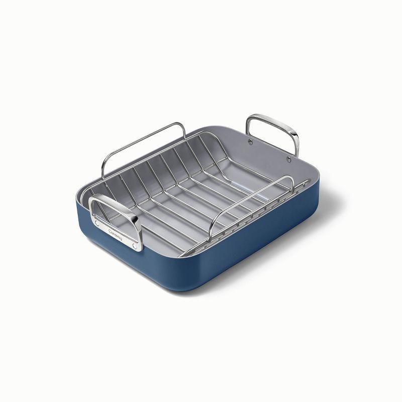 Navy Blue Ceramic Nonstick Square Roasting Pan with Rack