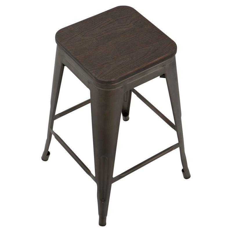 Antique Espresso Steel & Bamboo Backless Counter Stool