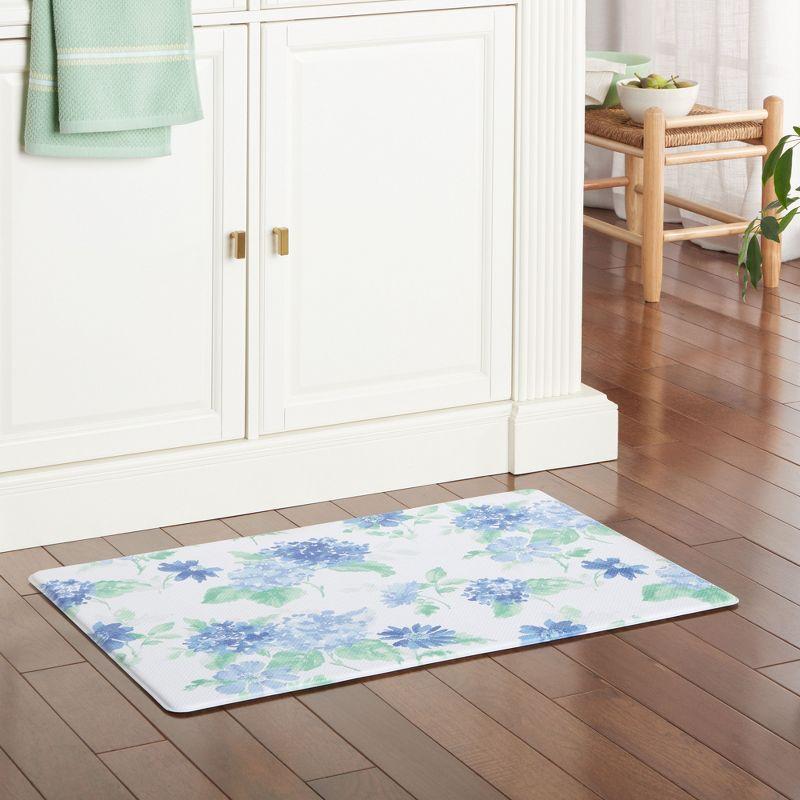 Martha Stewart Amber Floral Daisy Stripe Reversible Water-Resistant Kitchen Mat