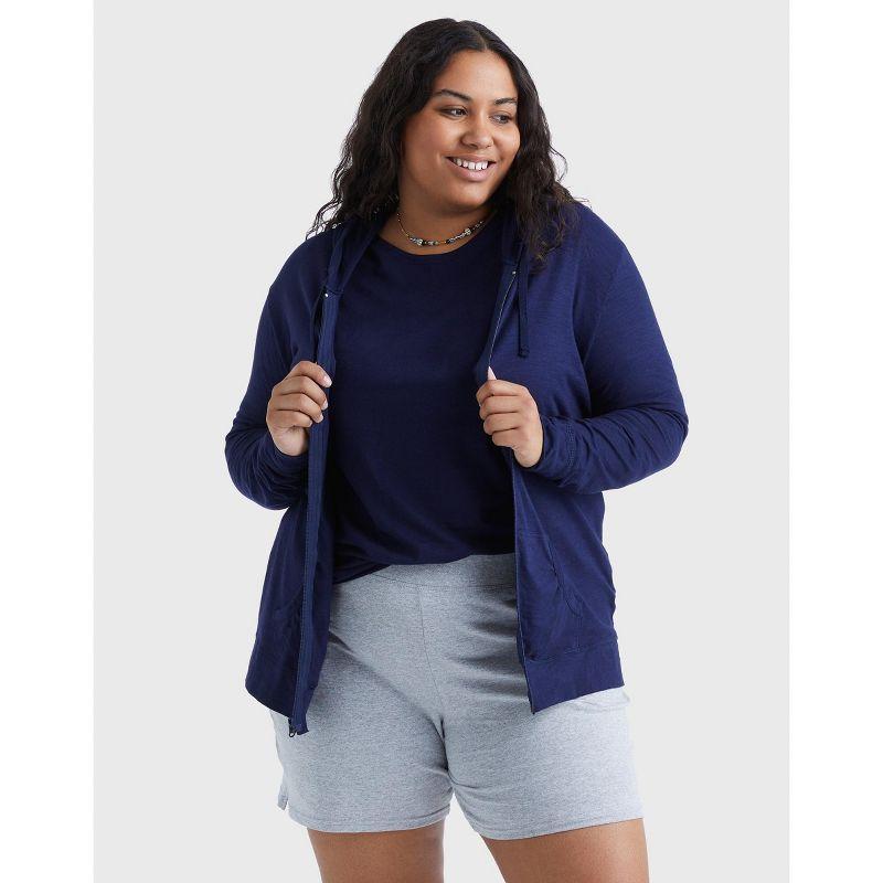 Hanes Just My Size Women's Full-Zip Slub Hoodie (Plus ) Navy 5X