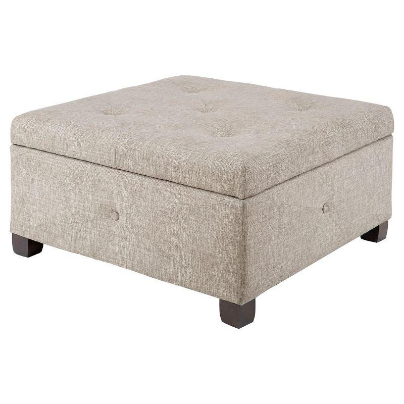 Della Button Tufted Square Storage Ottoman